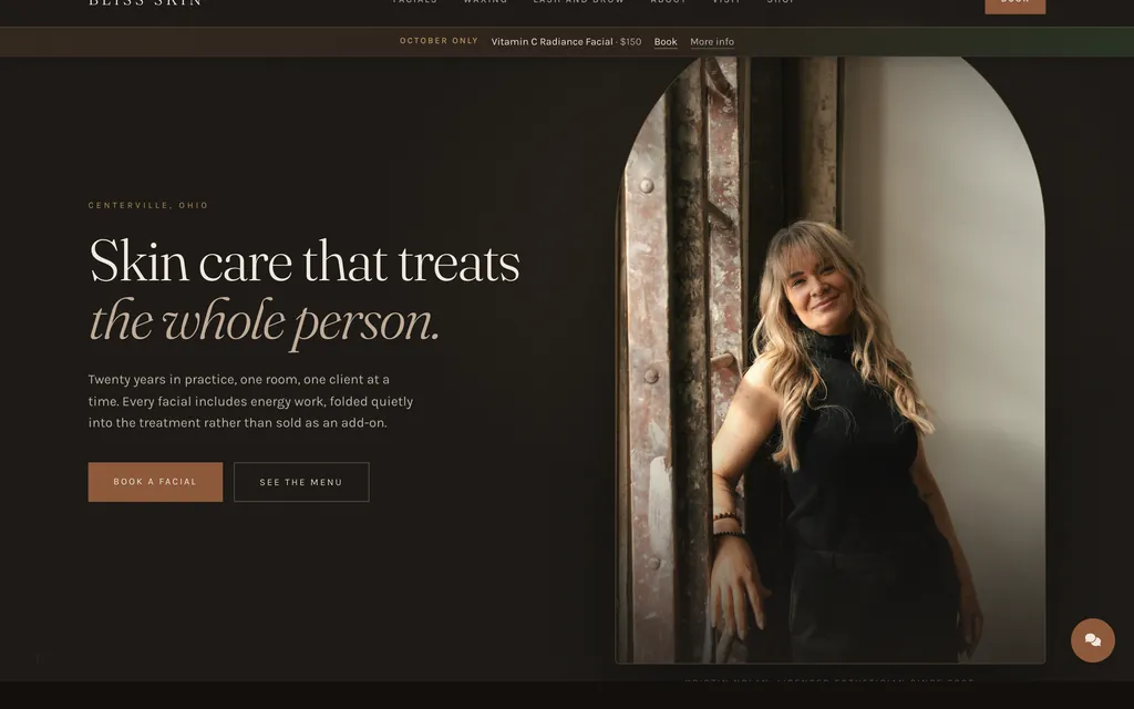 Bliss Skin Studio: esthetician website and booking