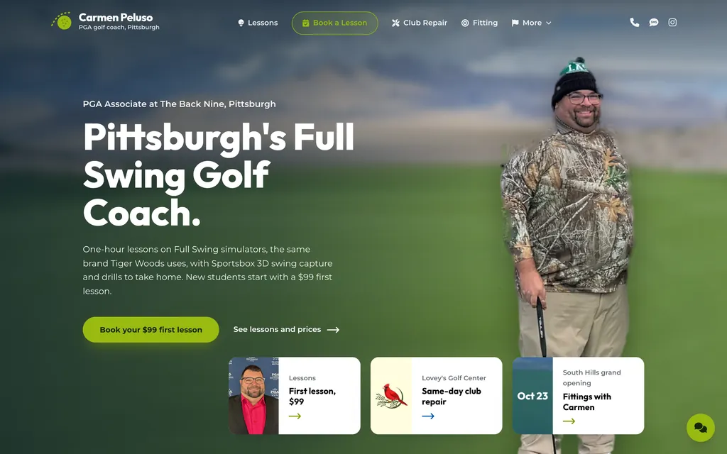 Carmen Peluso Golf: golf instructor website