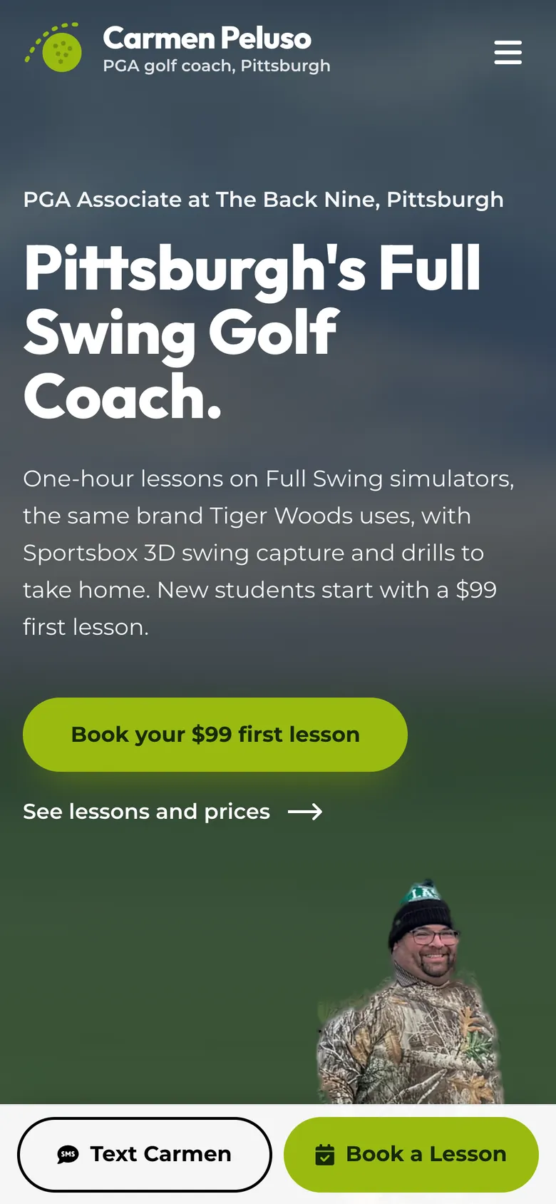 Carmen Peluso Golf on a phone