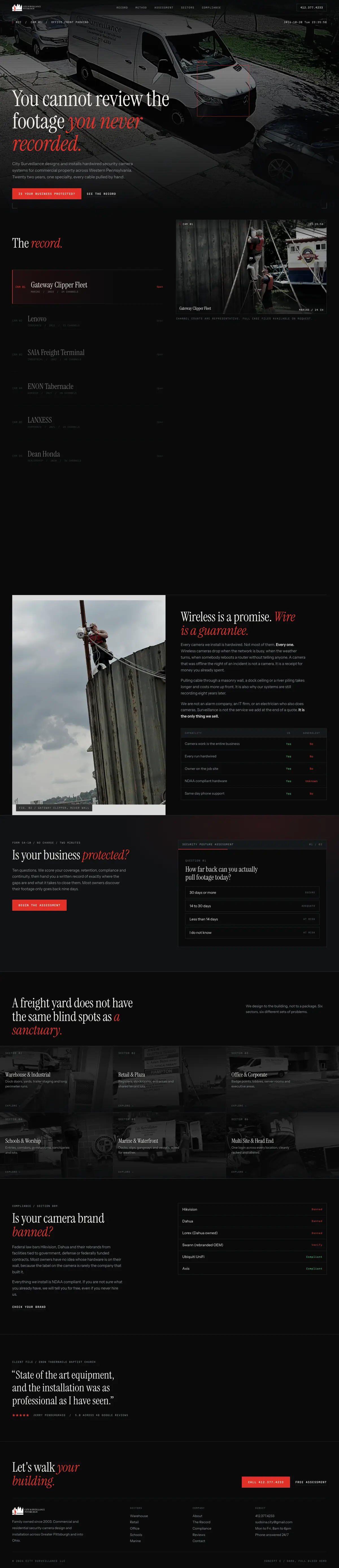 Full page of City Surveillance website concept
