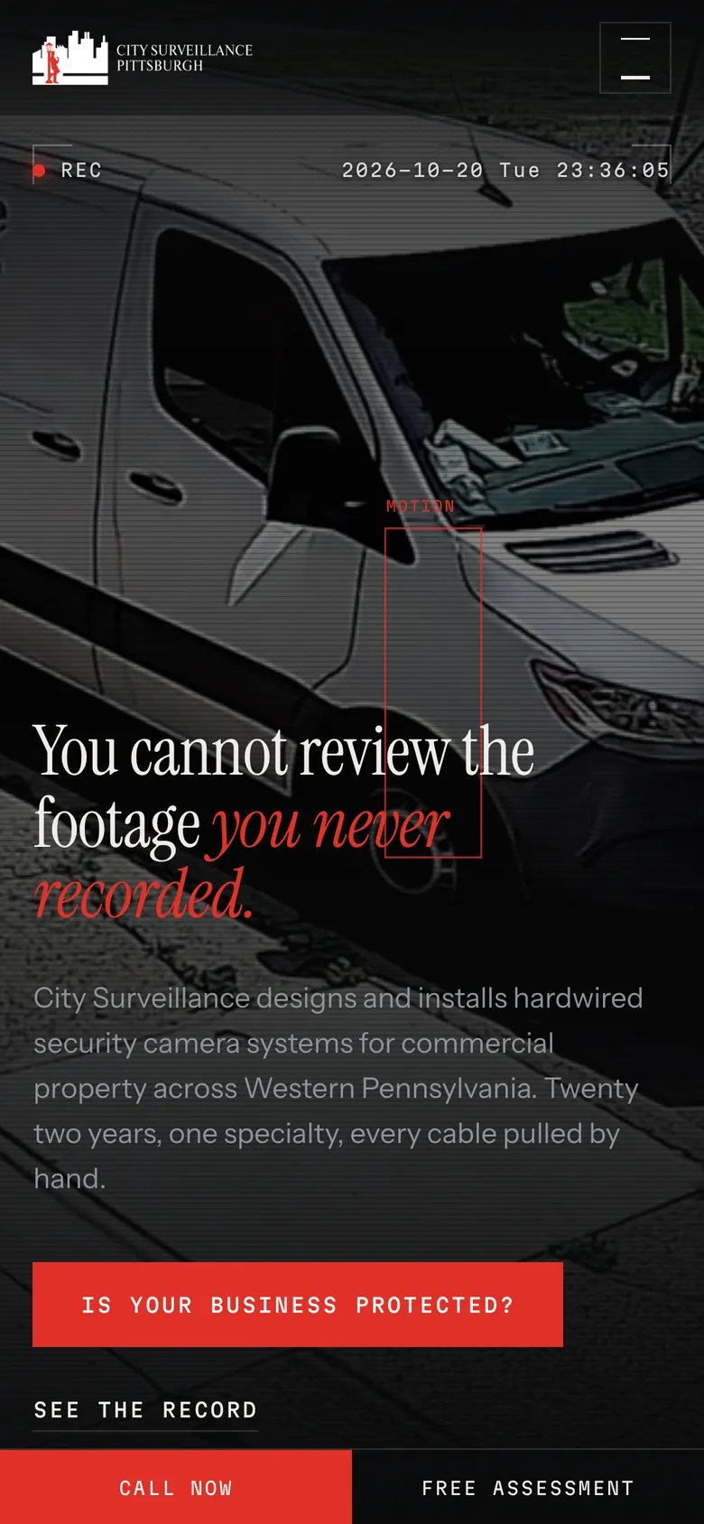 City Surveillance website concept on a phone