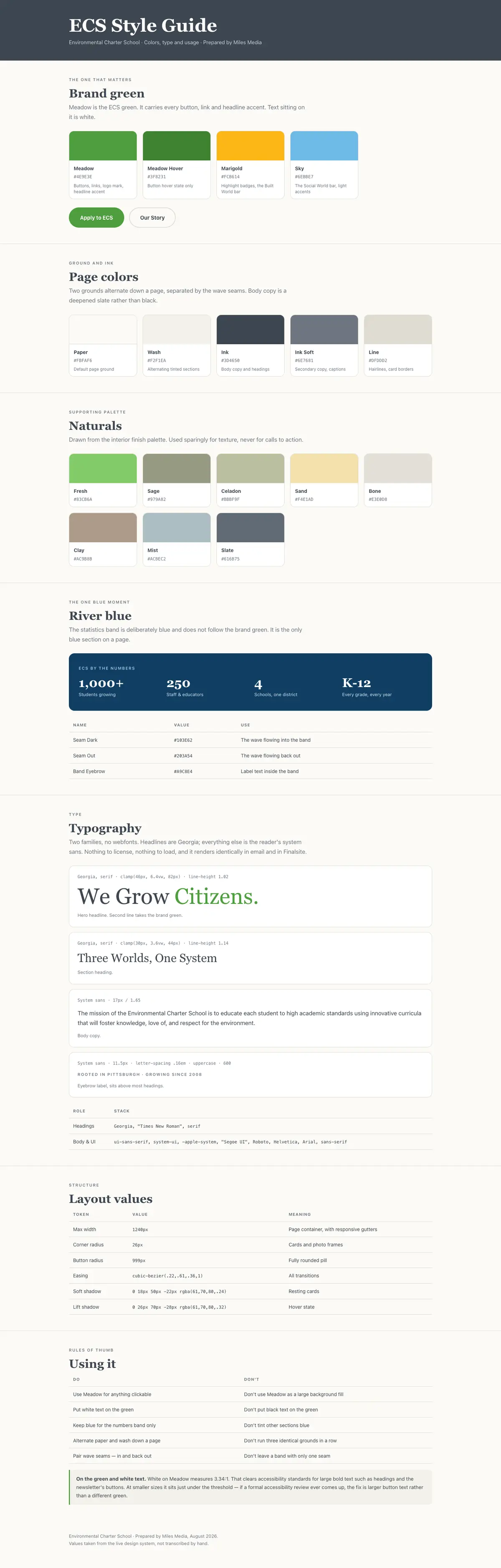 Full page of ECS design system
