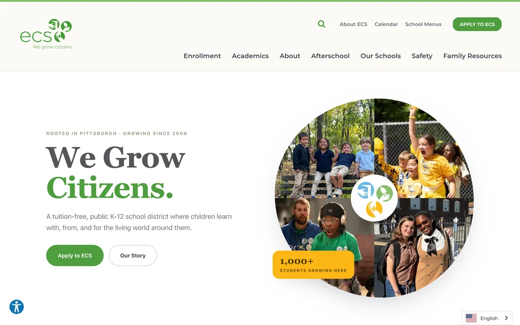 Environmental Charter School: school website redesign