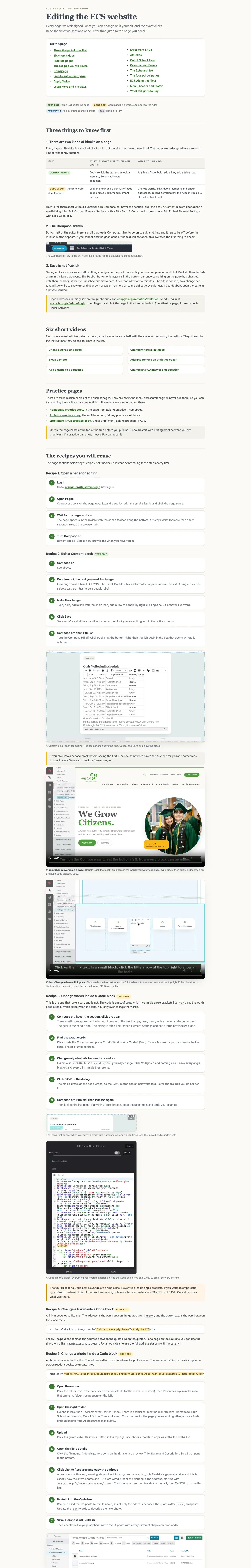 Full page of ECS staff editing guides