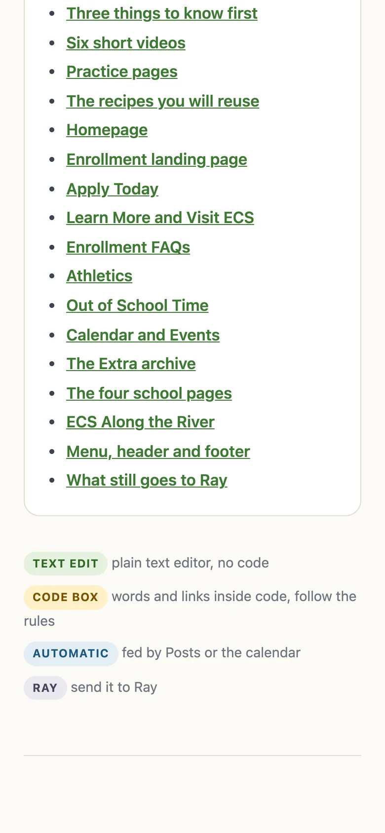 ECS staff editing guides on a phone