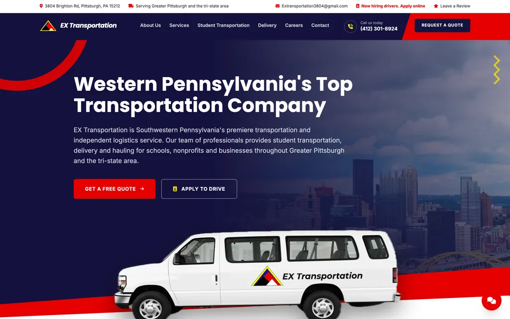 EX Transportation: transportation company website