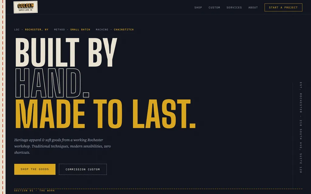 Golden Supply website concepts, another view