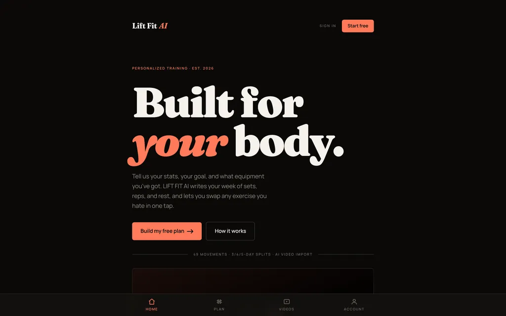 LIFT FIT AI: fitness plan app