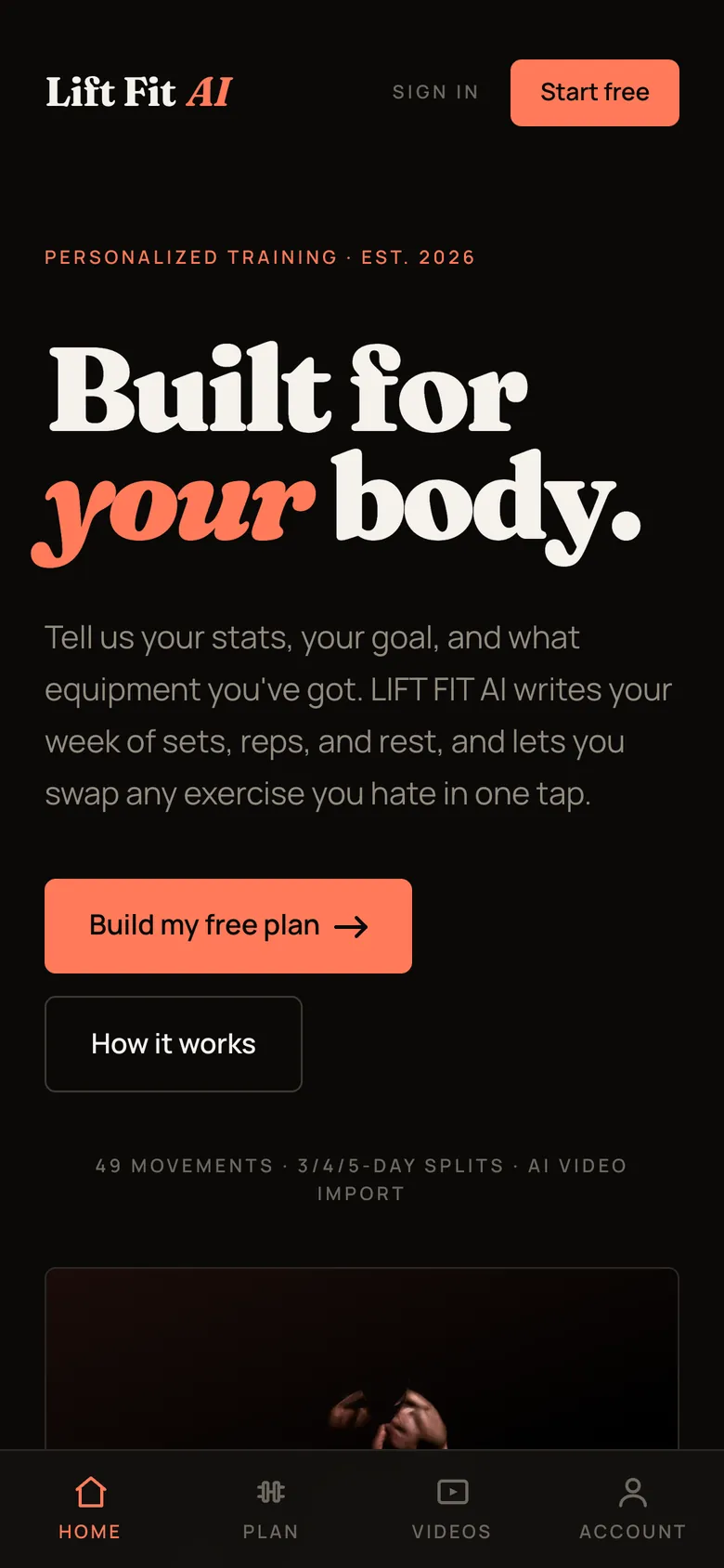 LIFT FIT AI on a phone