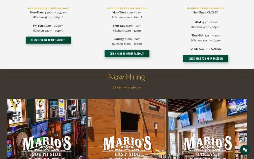 Mario's Saloon: neighborhood bar website
