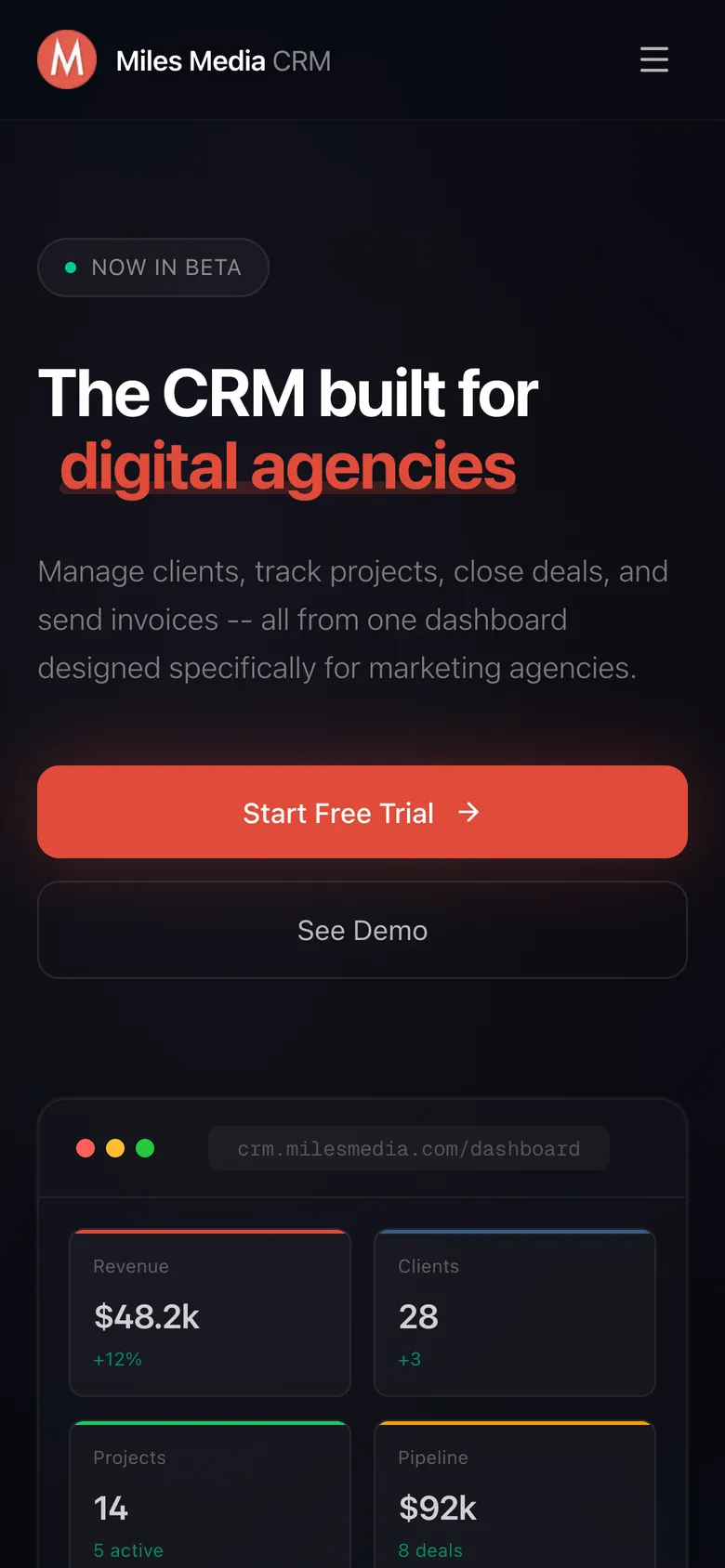 Miles Media CRM on a phone