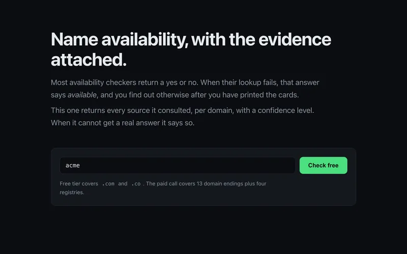 NameProof: domain name checker
