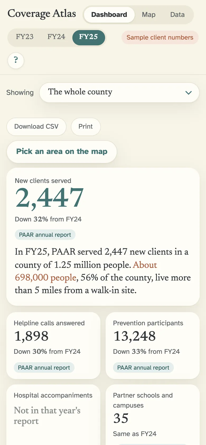 PAAR Coverage Atlas on a phone