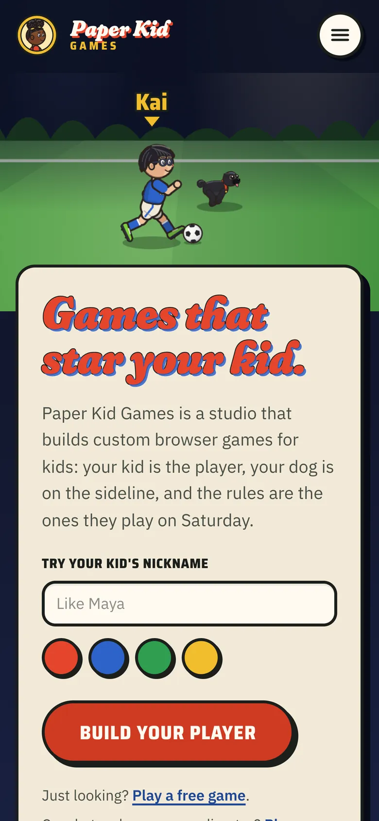 Paper Kid Games on a phone