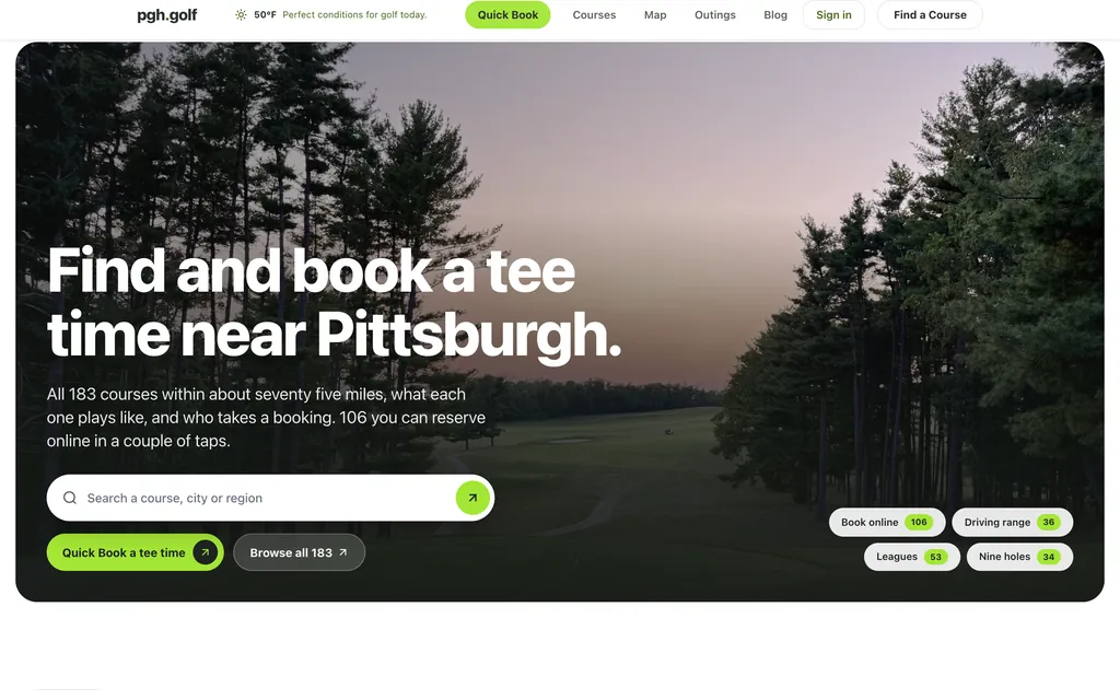 pgh.golf: golf course directory app
