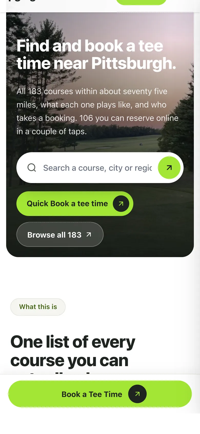 pgh.golf on a phone