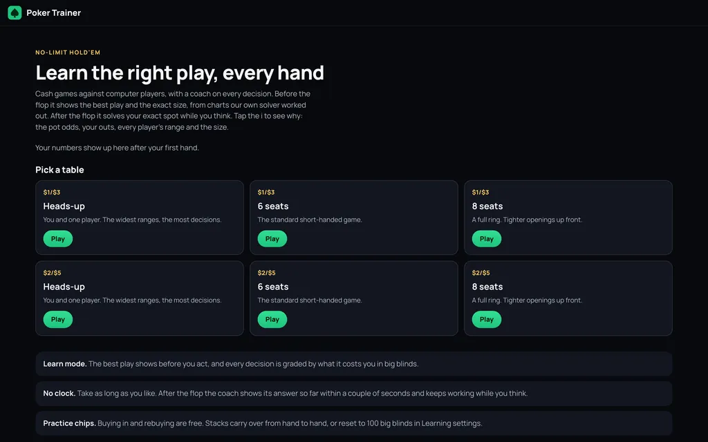 Poker Trainer: poker training game
