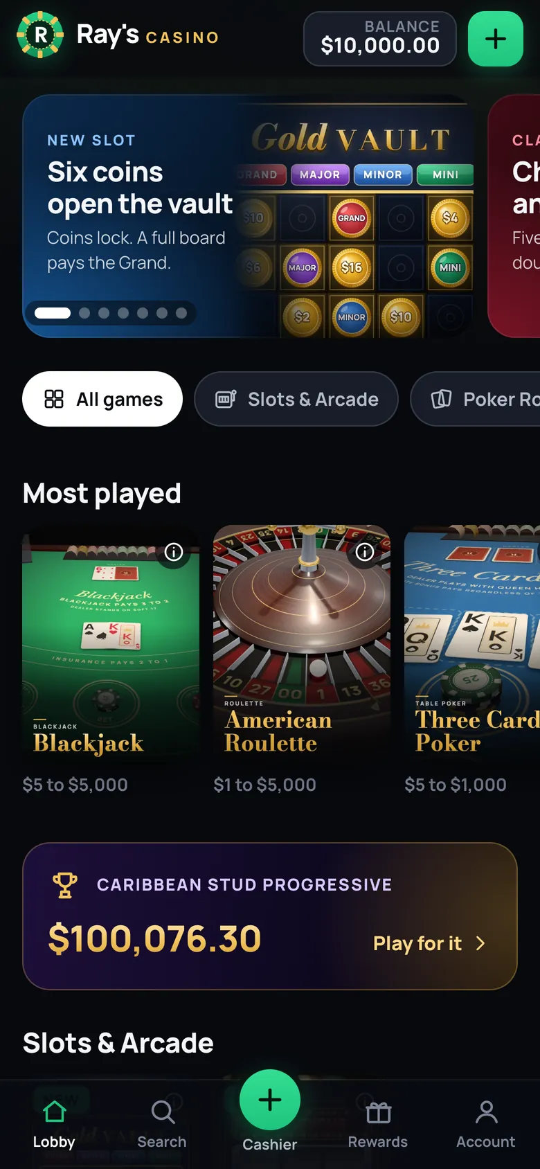 Ray's Casino on a phone
