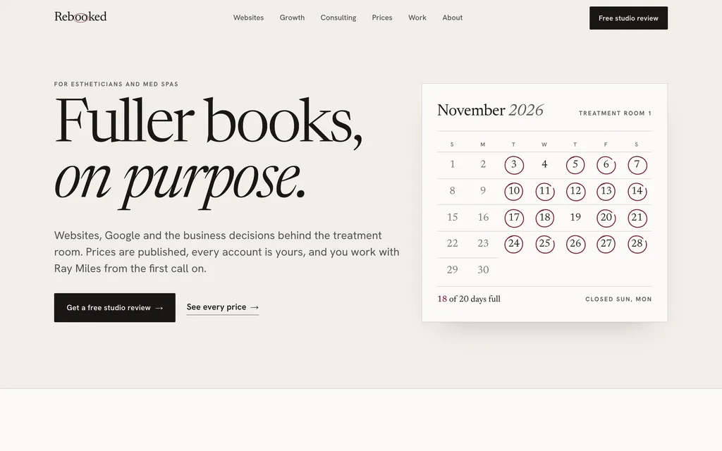 Rebooked: marketing website
