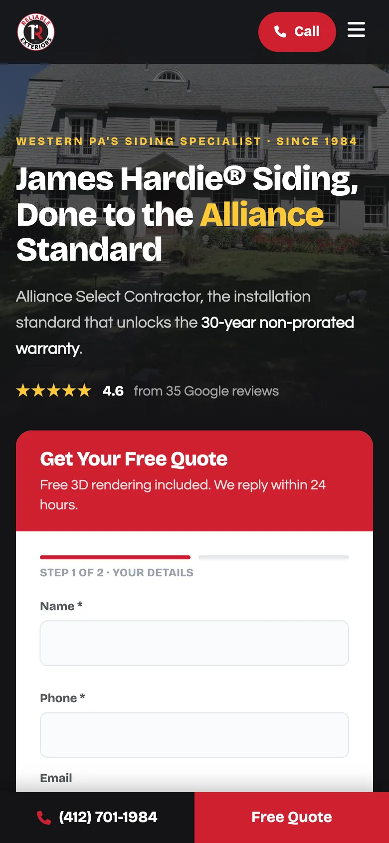 Reliable Exteriors on a phone