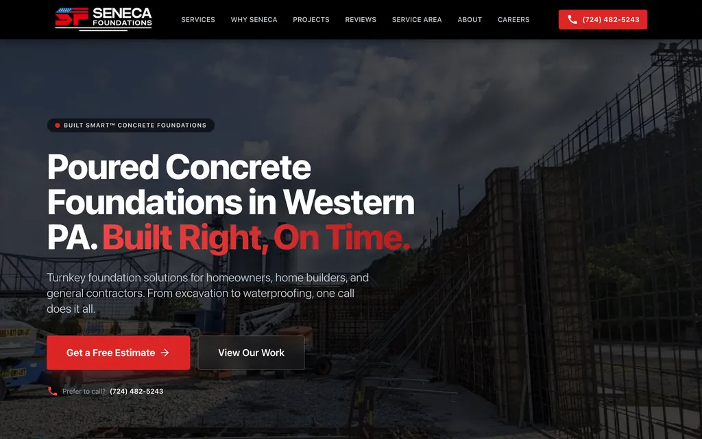 Seneca Foundations: contractor website