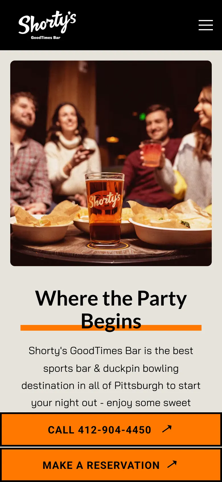 Shorty's Waterfront Menus on a phone