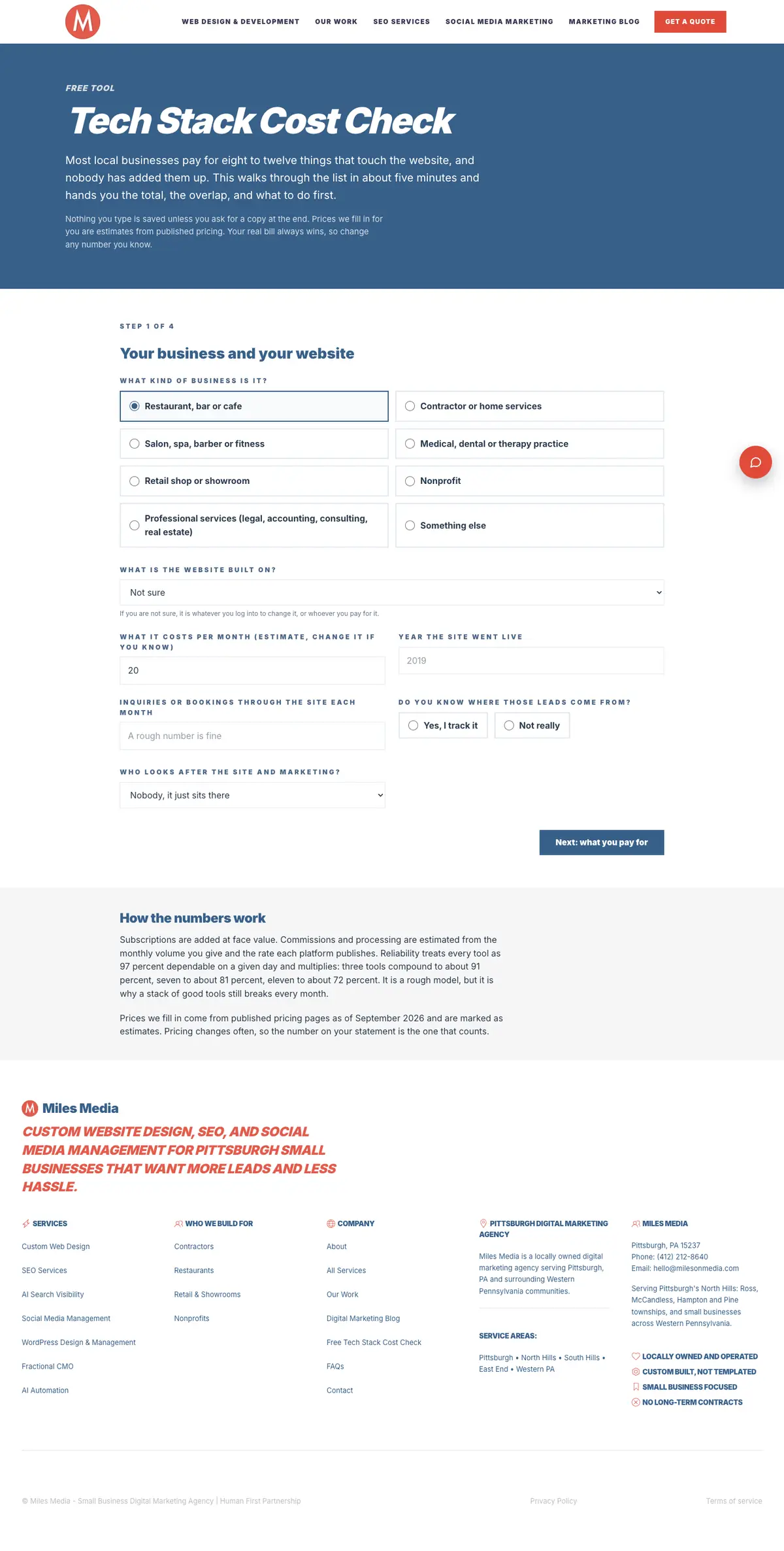 Full page of Tech Stack Cost Check