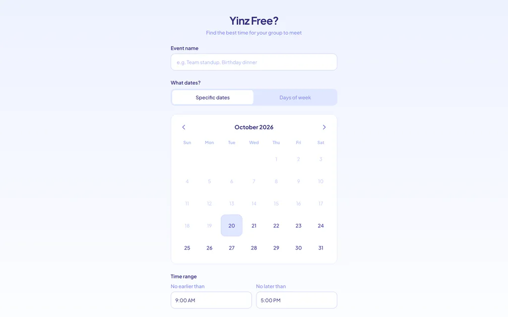 Yinz Free? Group Scheduling: group scheduling app