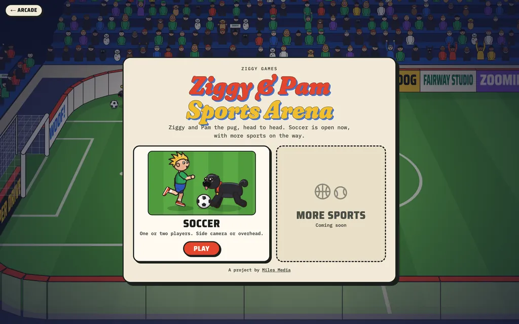 Ziggy & Pam Sports Arena: browser soccer game